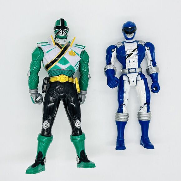 Bandai Power Rangers Action Figures 2011 Samurai Green & 2006 Overdrive Blue - Picture 13 of 14